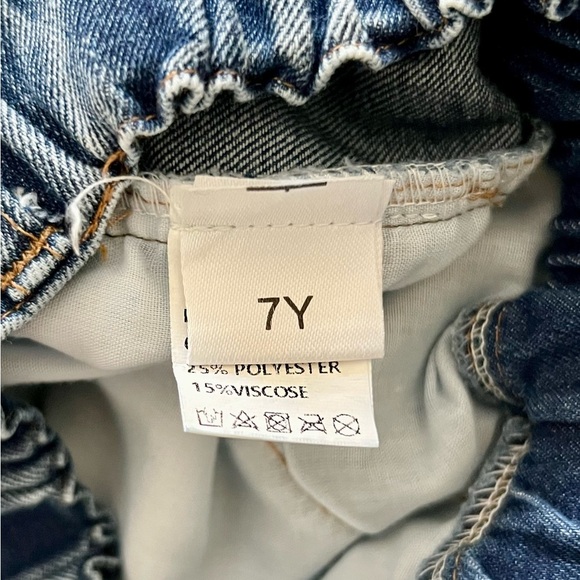 SHEIN Kids Stars & Stripes Distressed Denim Shorts Size 7Y - Picture 2 of 4